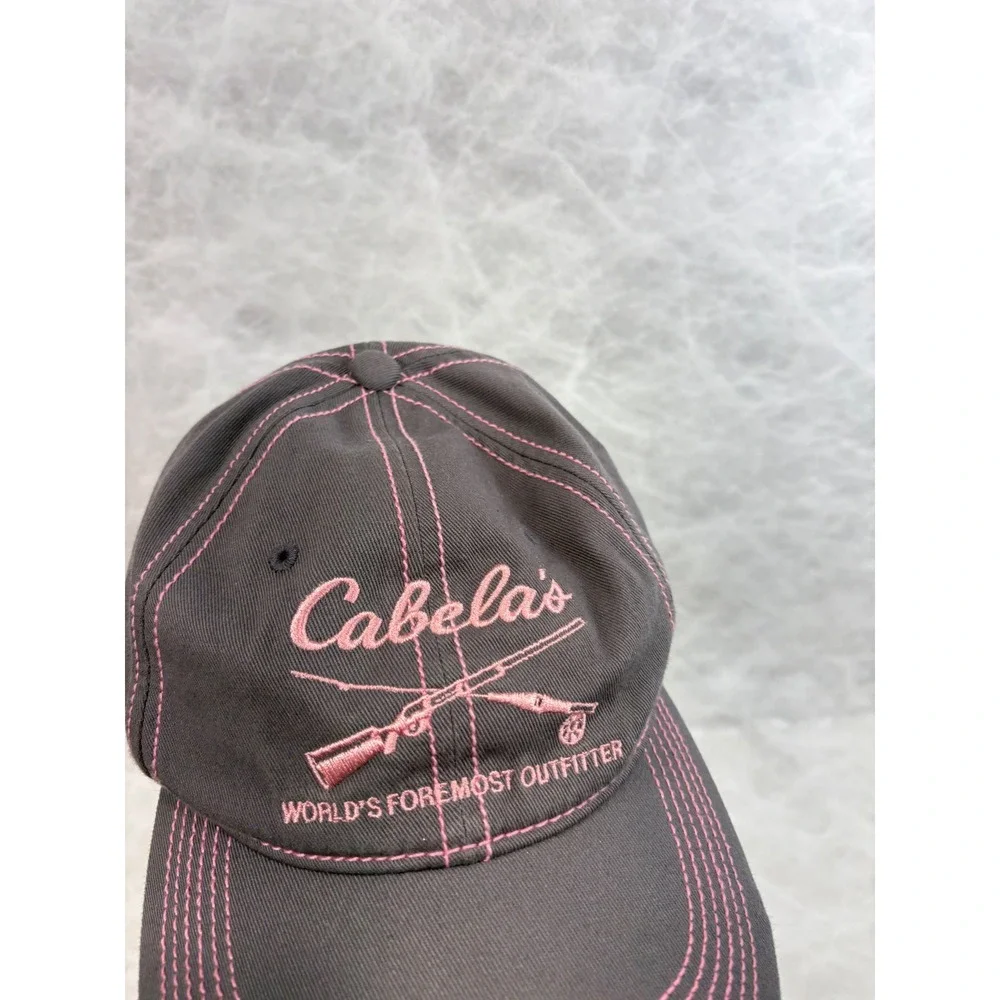 Cabelas Gray Pink‎ Embroidered Logo Baseball Cap Adjustable Hat Womens OSFM